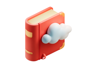 Cloud-decorated red book with latch on black background