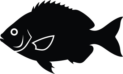 Hand drawn silhouette of a tropical fish with detailed fins and eye vector