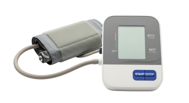 Digital blood pressure monitor with inflatable cuff