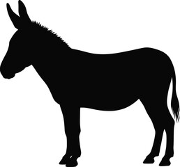 Silhouette donkey standing calmly full body on vector