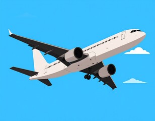 Obraz premium Airplane in flight against a vibrant blue sky