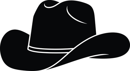 Classic black cowboy hat silhouette western style country fashion headwear vector
