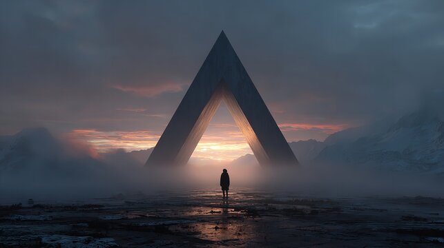 Solitude Beneath the Monumental Triangle: A Journey into the Mystical and Unknown Landscape.