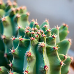 Vibrant Green Cactus Thorns Detail