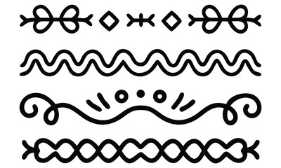 Black floral lace border vector art set with calligraphic and celtic knot elements