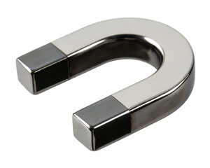 Shiny horseshoe magnet isolated on a transparent background
