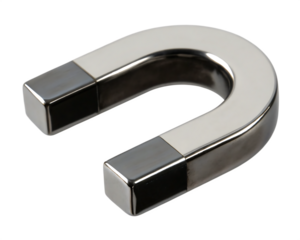 Shiny horseshoe magnet isolated on a transparent background