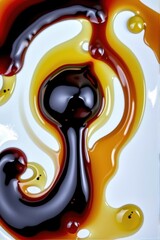 Luscious balsamic glaze drizzled over vibrant green olive oil, creating a perfect swirl, kitchen, oil