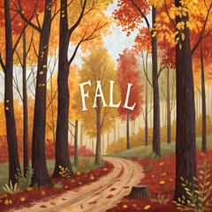 A painting of a forest with trees and the word quo