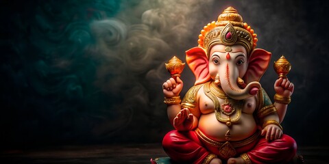 Fototapeta premium Creative Diwali background illustration, Happy Diwali post design, Diwali or Dipavali festival, Ganesh Chaturthi poster, Flat Ganesh Chaturthi concept