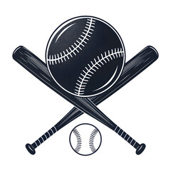 baseball ball and bats silhouette icon