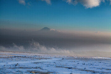 winter landscape with snow covered mountains