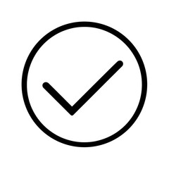 black check mark icon in white circle, a simple black outline isolated on transparent background Remove png, Clipping Path, pen tool