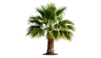 Isolated palm tree against white