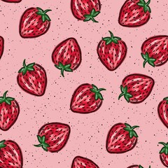 watercolor sweet pink strawberry pattern design