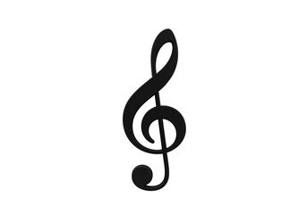 Fototapeta premium GClef Musical Note Symbol Black and White Design Element isolated on transparent background