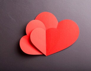 Obraz premium Bold two red paper heart shapes on a dark background