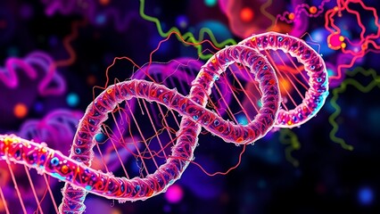 An abstract representation of metabolic pathways in vibrant colors, twisting like a double helix.