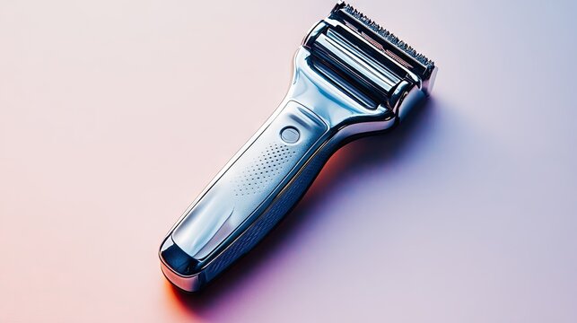 Shaver with metallic blades isolated on light background, studio shot for grooming and men's personal care concept