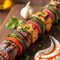 grilled meat with vegetables