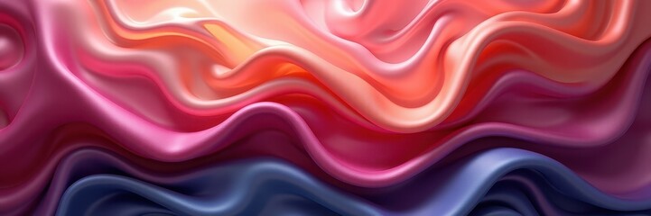 Obraz premium Luxurious abstract background featuring flowing wavy folds of silk fabric in rich colors