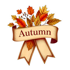 Ribbon with Vintage Autumn Texture