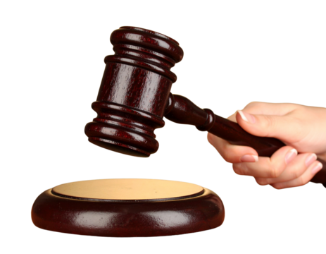 wooden gavel on white background