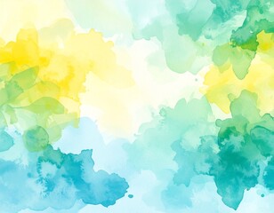 Nature-Inspired Abstract Watercolor Background in Green and Yellow Hues