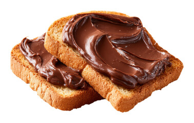 Delicious chocolate spread on toast kitchen food bright mood isolated on transparent background