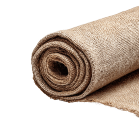 Textile industry process burlap fabric roll workshop view isolated on transparent background