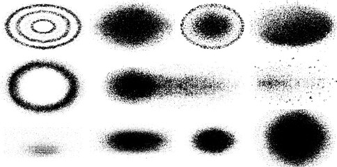 Stippling and dotwork compilation of radial spray patterns for artistic design projects