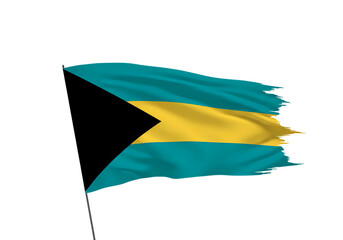 Bahamas Flag Waving Teal Gold Stripes  Perfect for Patriotic Designs isolated on transparent background