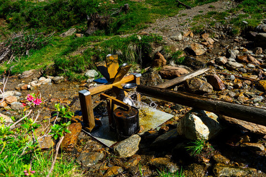 Water Mill with Hammer on the Hirzer Alm South Tyrol. 