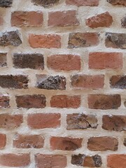 Close-up of a Textured Brick Wall with White Mortar