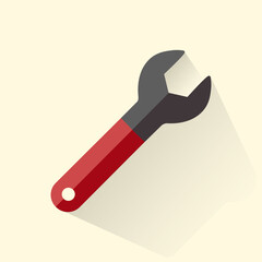 Flat illustration of simple wrench with red handle