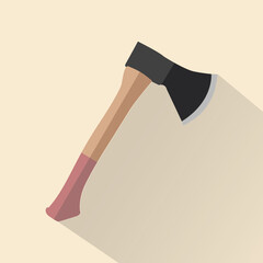 Flat illustration of wooden axe with metal blade