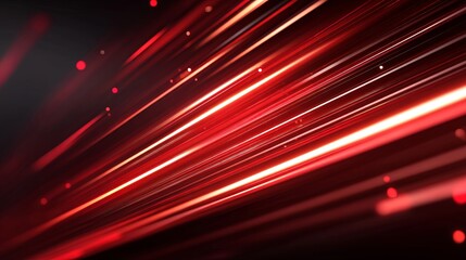 Abstract Red and White Light Trails on Dark Background Representing Motion, Speed, and Energy