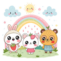 hand drawn kawaii illustration