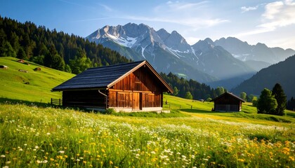 Alpine chalet nestled in a meadow (1)