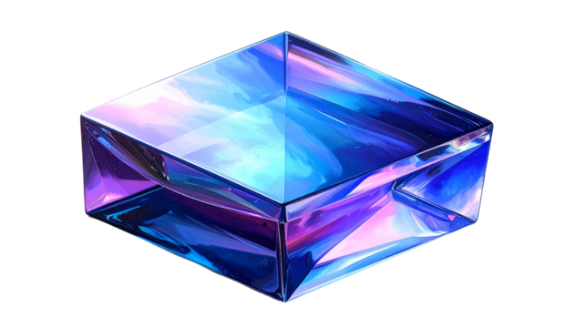 3d rendering. Abstract geometric shapes illustration. Modern minimal glass objects isolated on transparent background