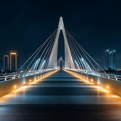 Fototapeta premium Seri Wawasan Bridge night view highlighting elegant architectural structure image