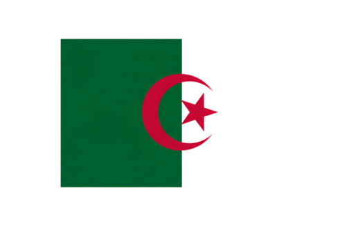 Algeria Flag Green White Crescent Red Star on Black Background isolated on transparent background