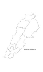 White background of lebanon map with line art design
