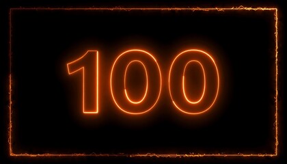 A vibrant, illuminated display of the number one hundred against a dark backdrop.