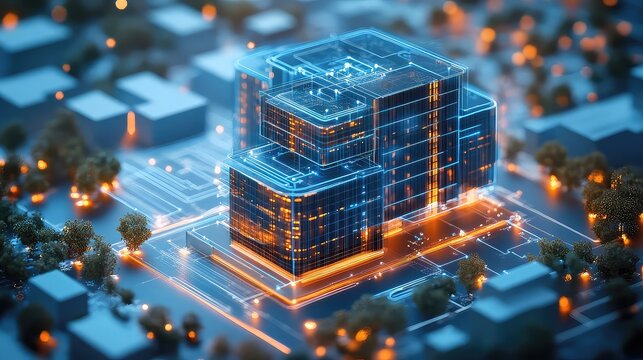 Smart building interface optimizing energy usage with AI tracking consumption trends, HVAC system control overlays, and predictive energy efficiency