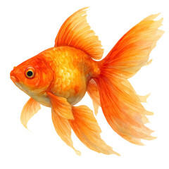 Vibrant Goldfish with Flowing Fins Swimming Gracefully in Water