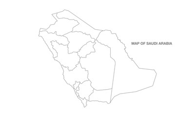 White background of saudi arabia map with line art design