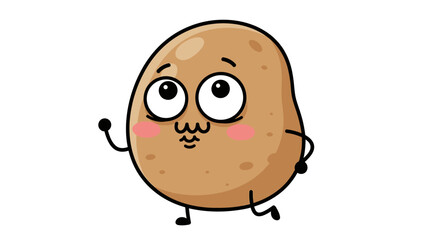Obraz premium Whimsical Cartoon Potato Character Waving Hello with a Cute Expression