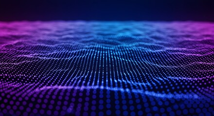 Abstract digital wave pattern with blue and purple gradient light effect
