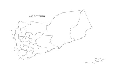 White background of yemen map with line art design